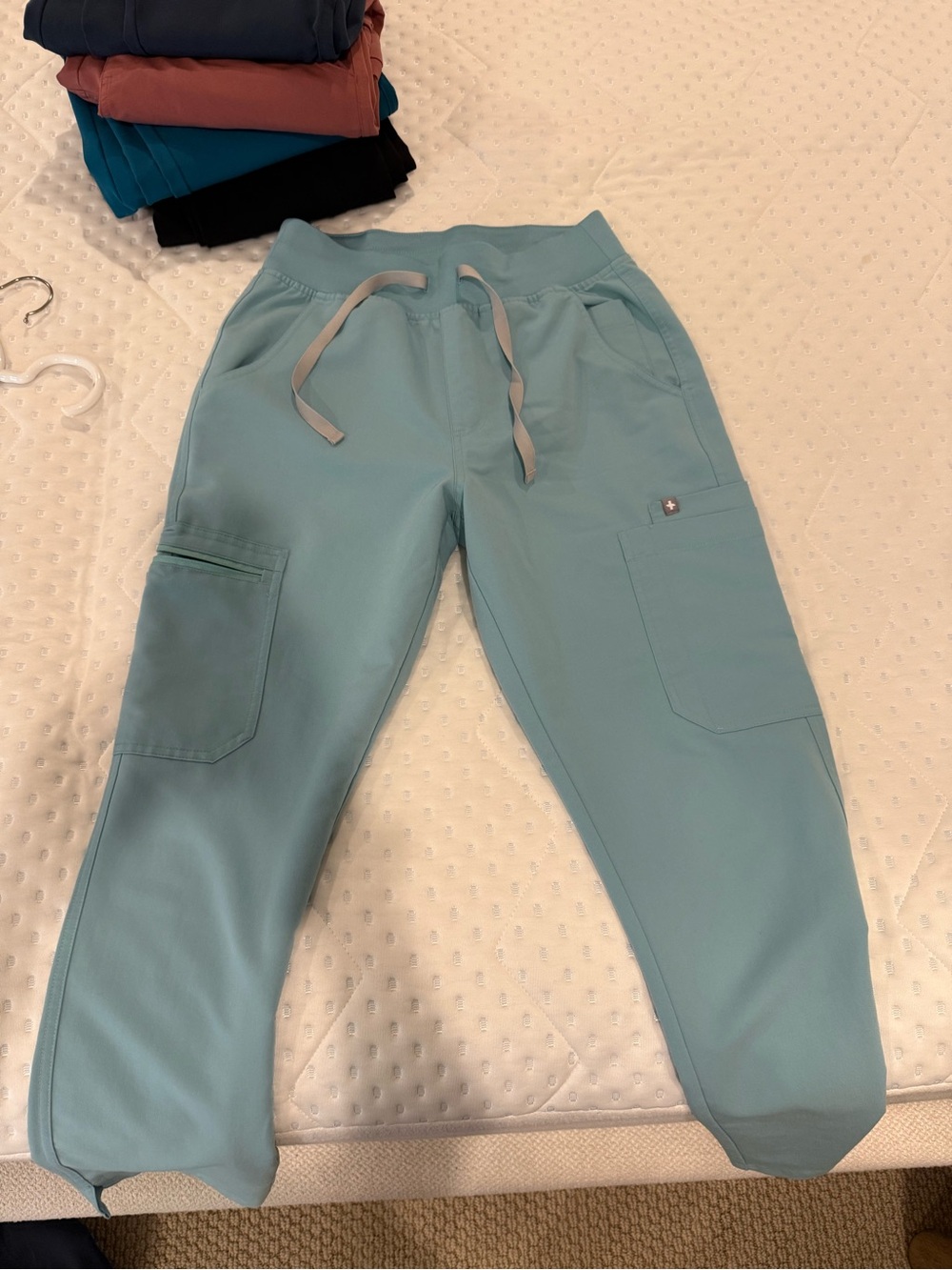 Figs Yola Straight Leg Cargo Pants in Light Teal